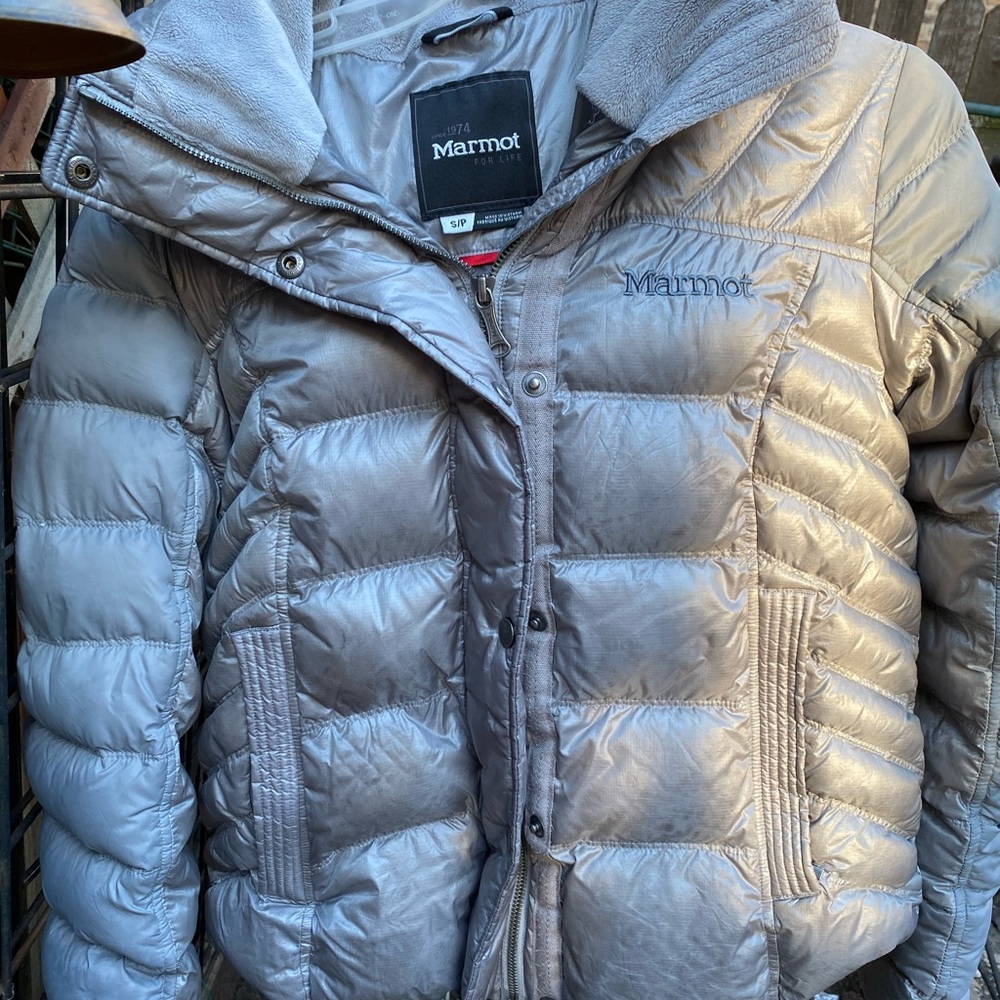 Marmot Puffer Coat Faux Fur Hood